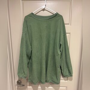 Oversized sage green ribbed sweatshirt